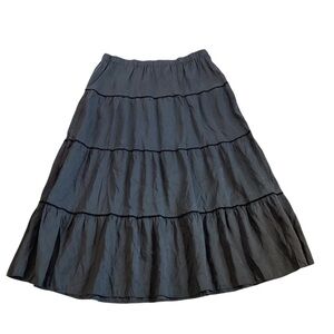 Mossimo 100%‎ Silk Tiered Ruffle Black Skirt, Medium Fairy Whimsigoth Grunge Y2K